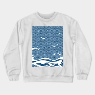 Blue Ocean Wave Japanese Art Crewneck Sweatshirt